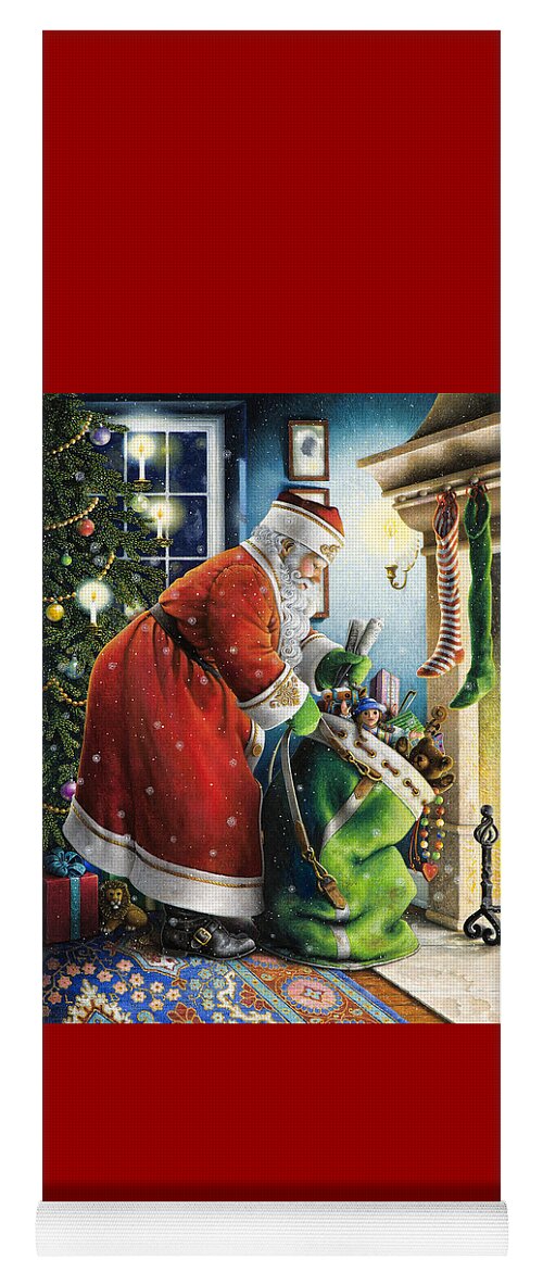 Santa Claus Yoga Mat featuring the painting Filling the Stockings by Lynn Bywaters