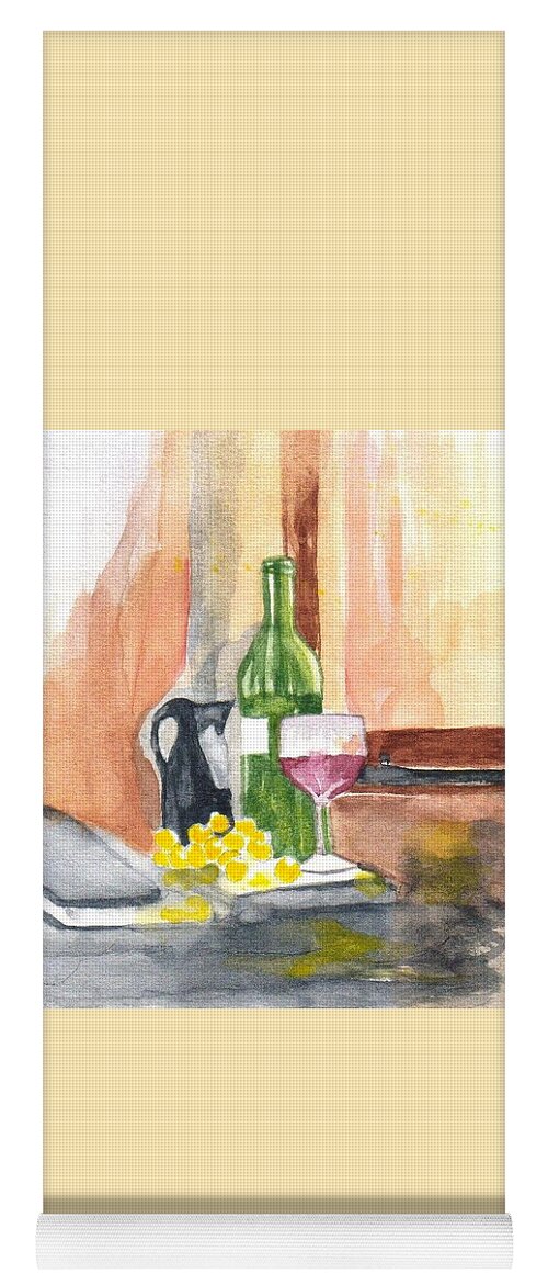 Bottle Of Wine Yoga Mat featuring the painting Fine Vintage by Elvira Ingram