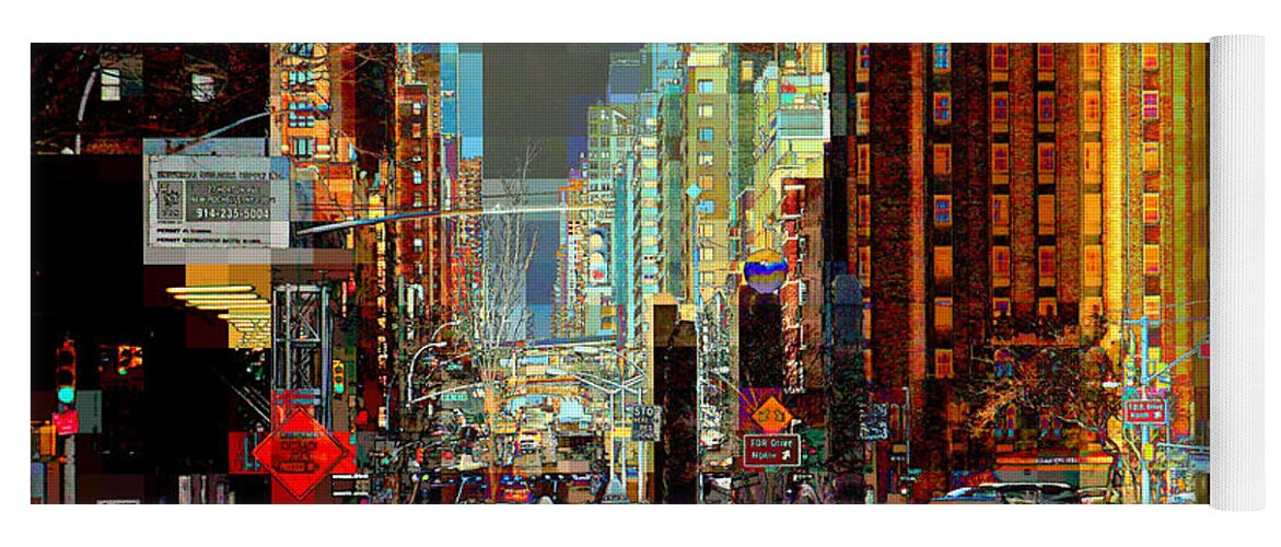 Abstract Yoga Mat featuring the photograph First Avenue - New York NY by Miriam Danar