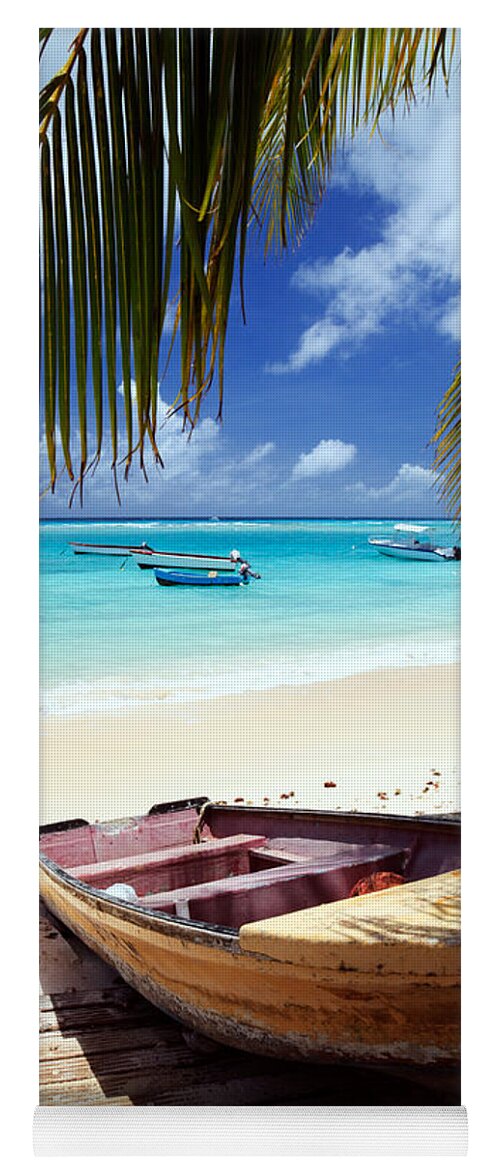 Landscape Yoga Mat featuring the photograph Fishing boat - Barbados Caribbean by Matteo Colombo