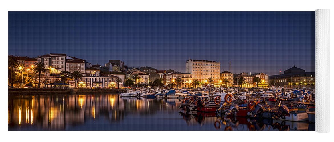 Ferrol Yoga Mat featuring the photograph Fishing Port of Ferrol by Night Galicia Spain by Pablo Avanzini