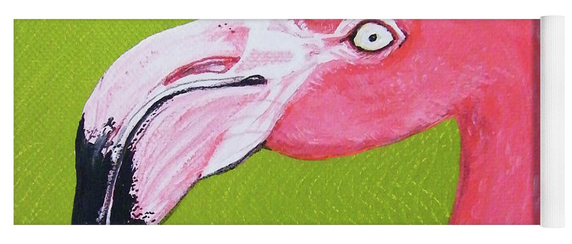 Flamingo Yoga Mat featuring the painting Flamingo Head by Lizi Beard-Ward