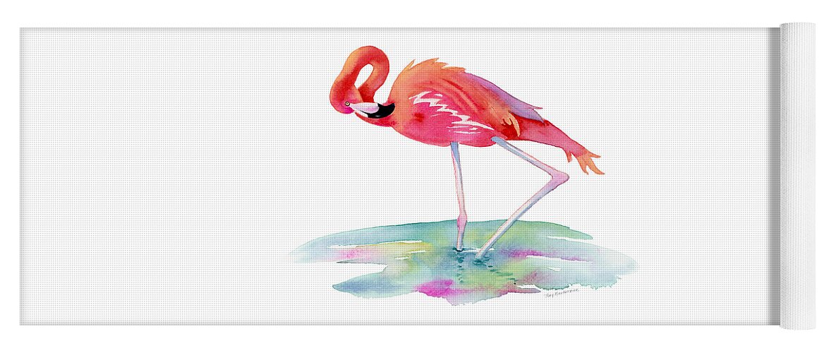 Flamingo Yoga Mat featuring the painting Flamingo View by Amy Kirkpatrick