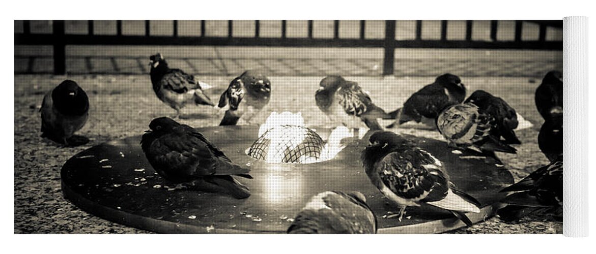 Pigeons Yoga Mat featuring the photograph Flockin' around the Fire by Melinda Ledsome