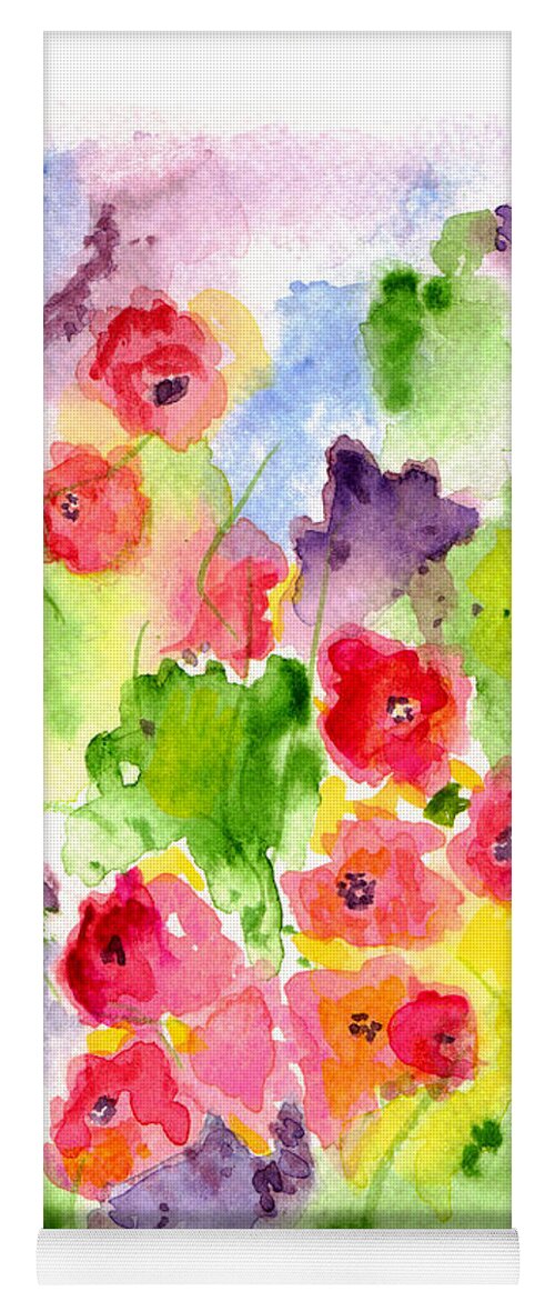 Watercolor Yoga Mat featuring the painting Floral Fantasy by Paula Ayers