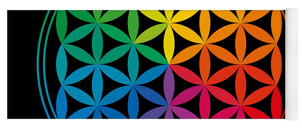 Flower Of Life Rainbow Colors Yoga Mat