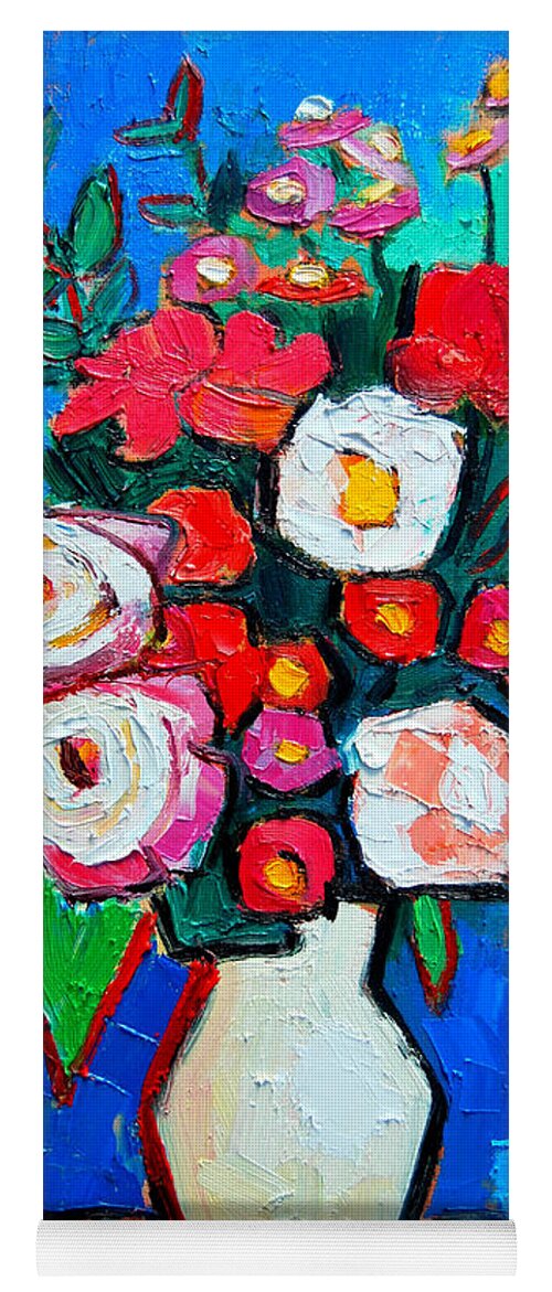 Floral Yoga Mat featuring the painting Flowers And Colors by Ana Maria Edulescu