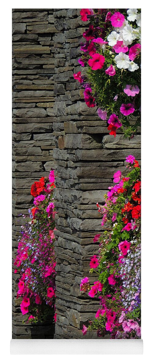 Flowers Yoga Mat featuring the photograph Flowers at Liscannor Rock Shop by James Truett
