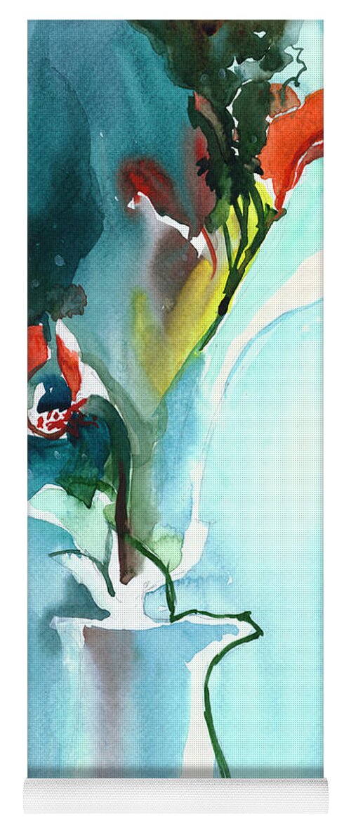 Nature Yoga Mat featuring the painting Flowers in Vase by Anil Nene