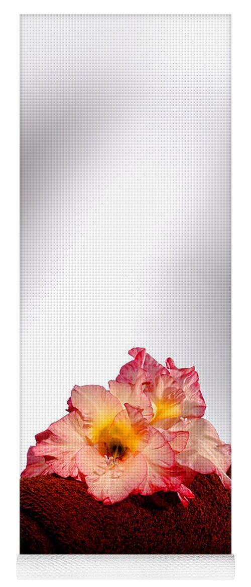 Gladiolus Yoga Mat featuring the photograph Flowers on Towel by Olivier Le Queinec