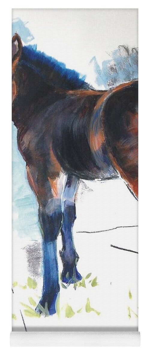 Horse Yoga Mat featuring the painting Foal Painting by Mike Jory