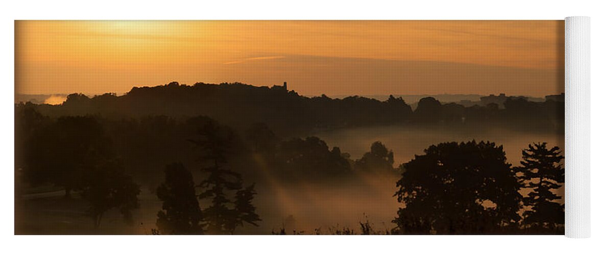 Valley Forge Yoga Mat featuring the photograph Foggy morning at Valley Forge by Michael Porchik