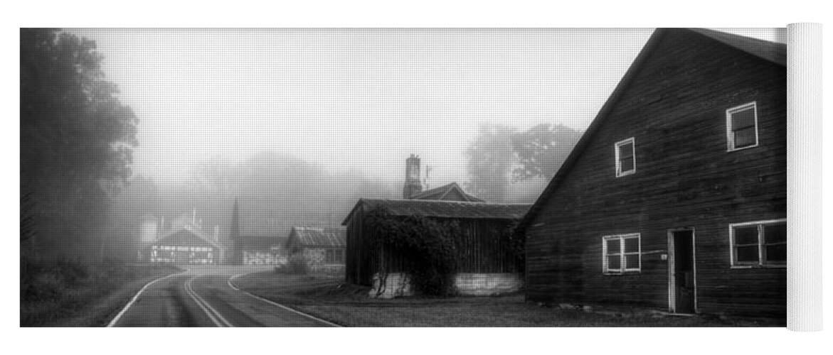 Fog Yoga Mat featuring the photograph Foggy Morning In Brasstown NC in Black and White by Greg and Chrystal Mimbs