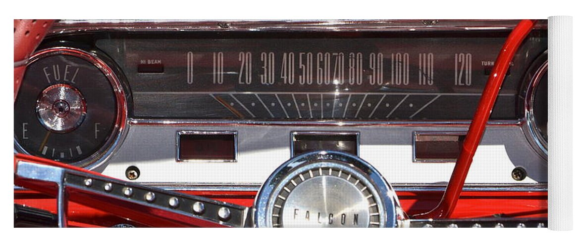 Red Yoga Mat featuring the photograph Ford Falcon Dash by Dean Ferreira
