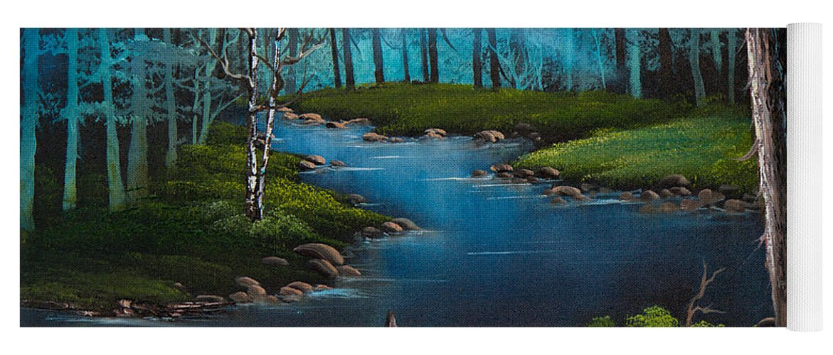 Landscape Yoga Mat featuring the painting Forest River by Chris Steele