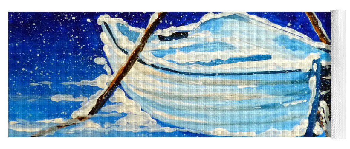 Row Yoga Mat featuring the painting Forgotten Rowboat by Jackie Carpenter