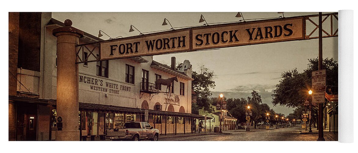 Stockyards Yoga Mat featuring the photograph Fort Worth StockYards by Joan Carroll