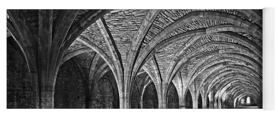 Fountains Abbey Yoga Mat featuring the photograph Fountains Abbey Cloister by John Topman