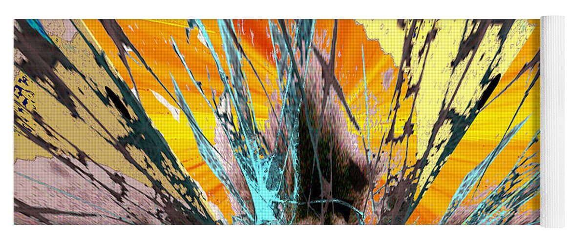 Fractured Sunset Yoga Mat featuring the digital art Fractured Sunset by Seth Weaver