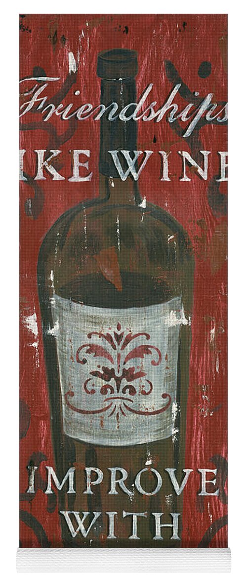 Wine Yoga Mat featuring the painting Friendships Like Wine by Debbie DeWitt