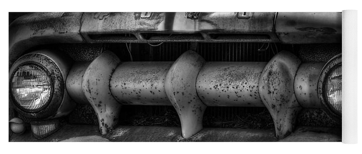 Black And White Of Fifty Two Ford Truck Yoga Mat featuring the photograph Front of Fifty Two Ford by Thomas Young