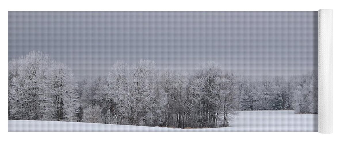 Winter Yoga Mat featuring the photograph Frosty Farm Fields by Dale Kauzlaric