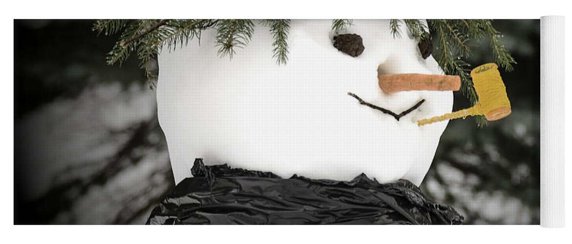 Snowman Yoga Mat featuring the photograph Frosty smokes bubbles from his corncob pipe by LeeAnn McLaneGoetz McLaneGoetzStudioLLCcom