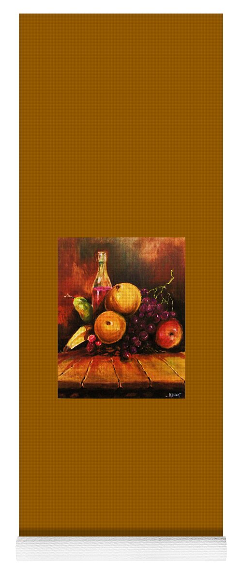 Still Life Yoga Mat featuring the painting Fruit and Wine by Al Brown