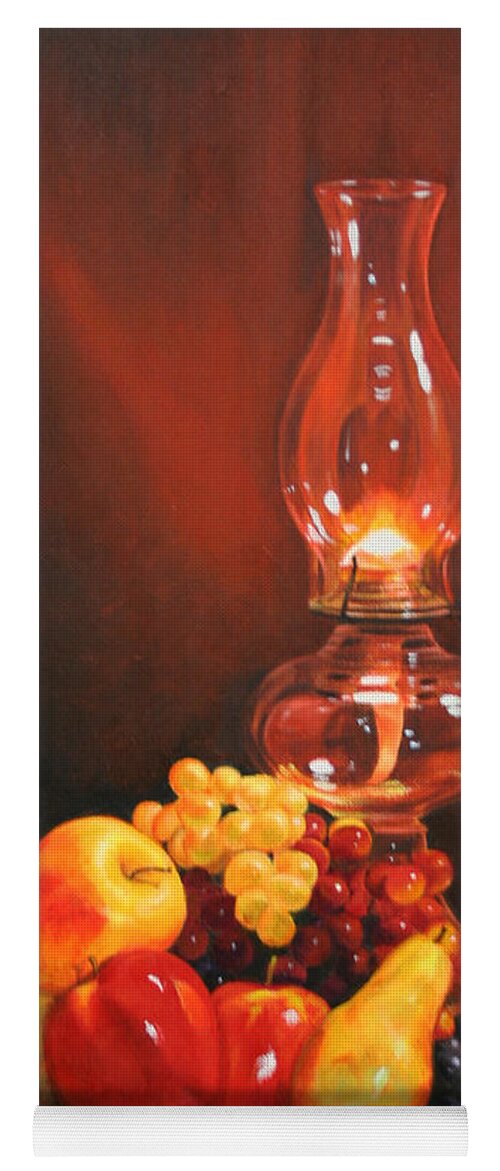 Lamp Yoga Mat featuring the painting Fruit Under Lamp Light by Jimmie Bartlett