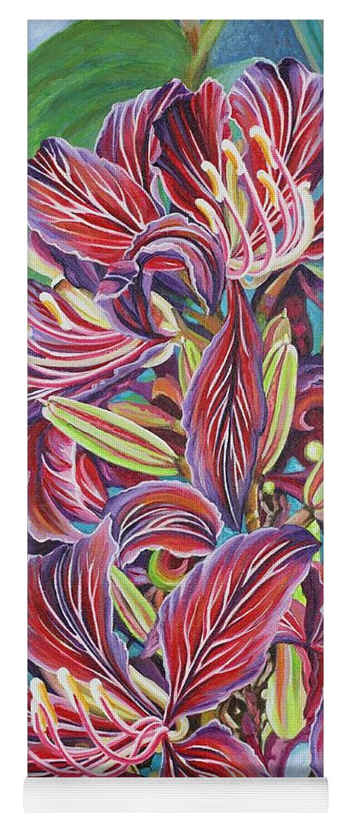 Orchid Tree Yoga Mat featuring the painting Full Blossom Orchid Tree by Jane Girardot