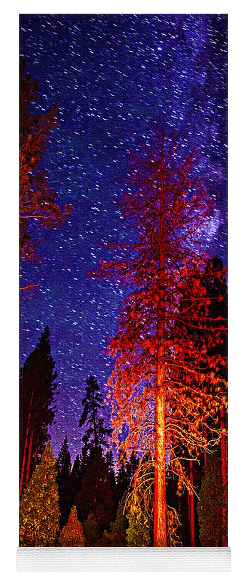 Galaxy Stars By The Campfire At Night Fine Art Nature Photography Photograph Print Yoga Mat featuring the photograph Galaxy Stars by The Campfire by Jerry Cowart