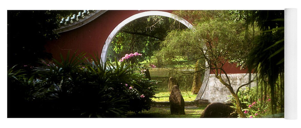 Singapore Yoga Mat featuring the photograph Garden Moon Gate 21E by Gerry Gantt