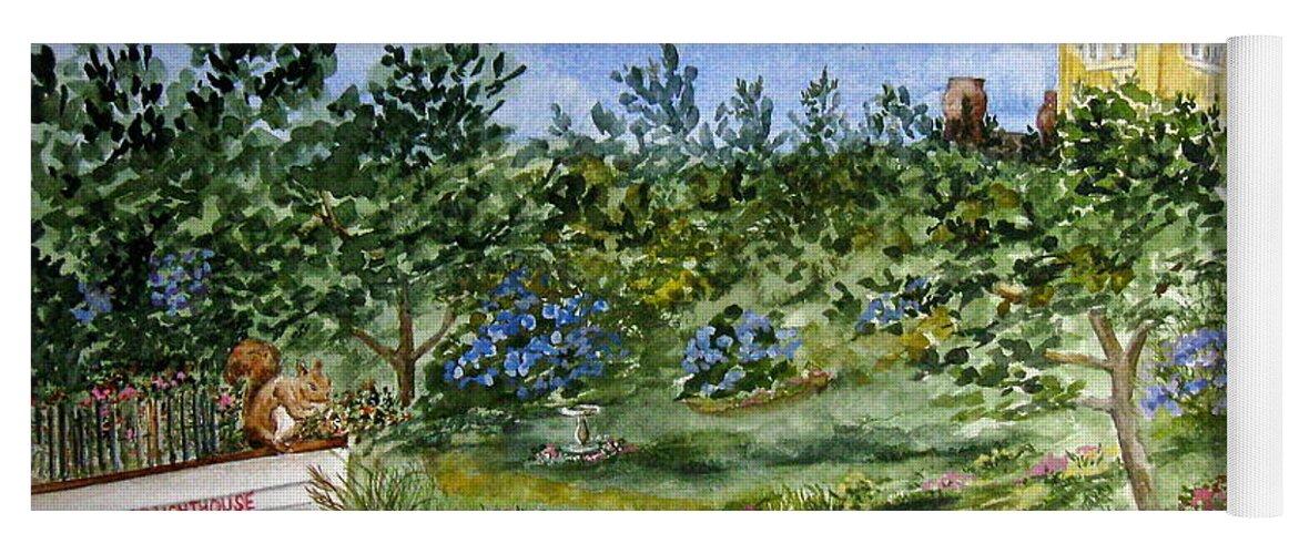 Hereford Inlet Lighthouse Yoga Mat featuring the painting Garden Path To Hereford Inlet Light by Nancy Patterson