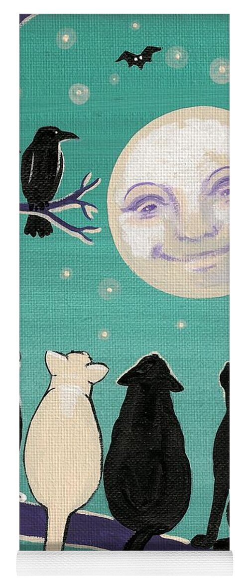 Painting Yoga Mat featuring the painting Gathering In The Moonlight by Margaryta Yermolayeva