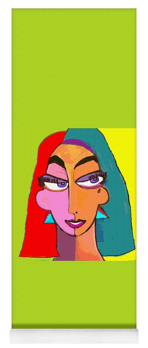 Picasso Face Yoga Mat featuring the digital art Geo Janus Woman by Pamela Smale Williams