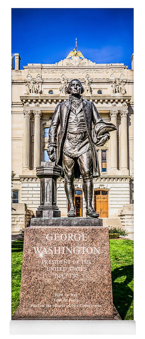 America Yoga Mat featuring the photograph George Washington Statue Indianapolis Indiana Statehouse by Paul Velgos
