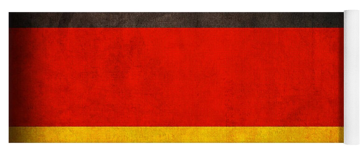 Germany Flag German Europe Dresden Hamburg Berlin Dusseldorf Yoga Mat featuring the mixed media Germany Flag Vintage Distressed Finish by Design Turnpike