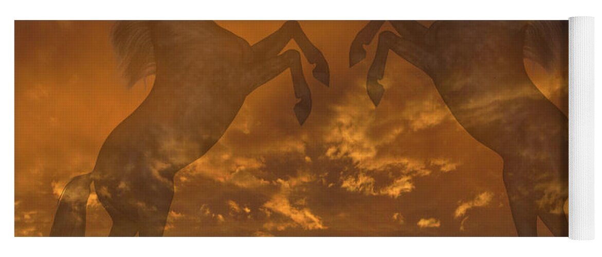 Horses Yoga Mat featuring the photograph Ghost Horses at Sunset by Donald and Judi Hall