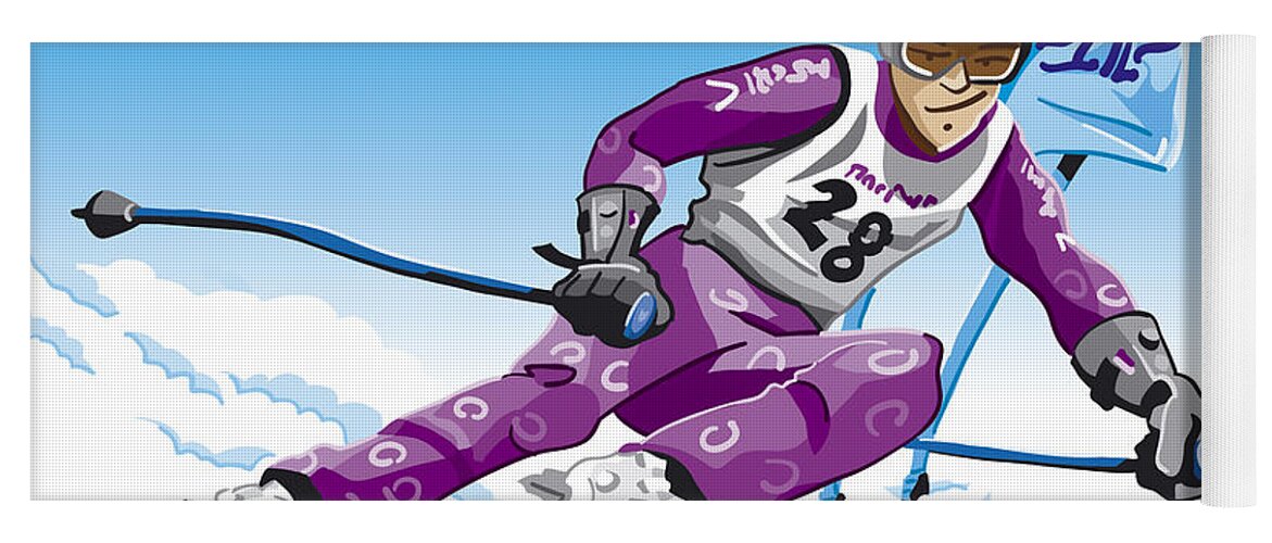 Skiing Yoga Mat featuring the digital art Giant Slalom Skier Winter Sport by Frank Ramspott