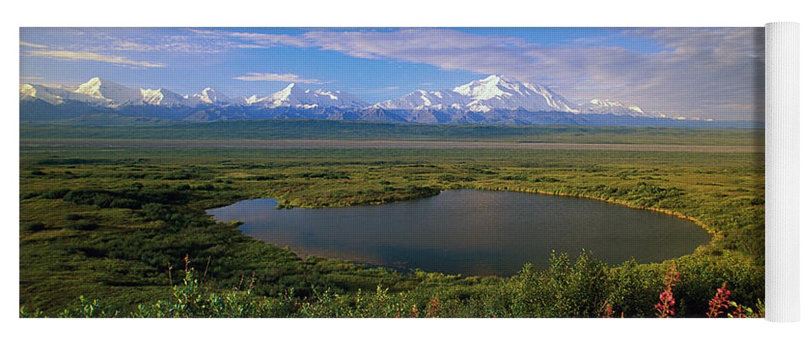 00340579 Yoga Mat featuring the photograph Glacial Kettle Pond And Denali by Yva Momatiuk John Eastcott