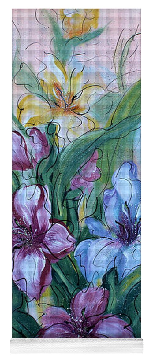 Gladiolus Yoga Mat featuring the painting Gladiolus by Natalie Holland