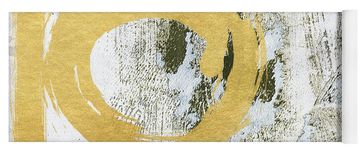 Gold Yoga Mat featuring the painting Gold Rush - Abstract Art by Linda Woods