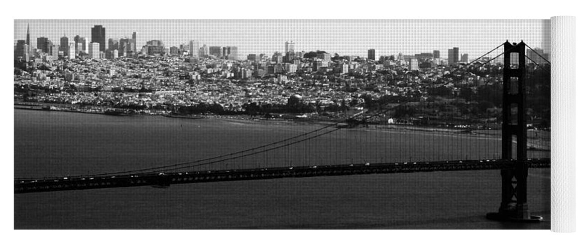 Golden Gate Bridge Yoga Mat featuring the photograph Golden Gate Bridge in Black and White by Linda Woods