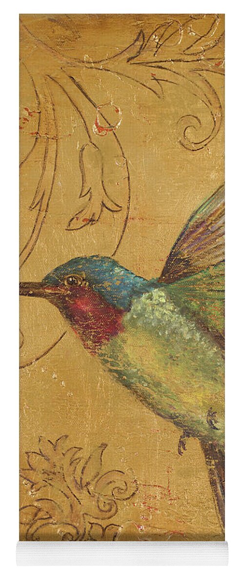 Hummingbird Yoga Mat featuring the painting Golden Hummingbird II by Patricia Pinto