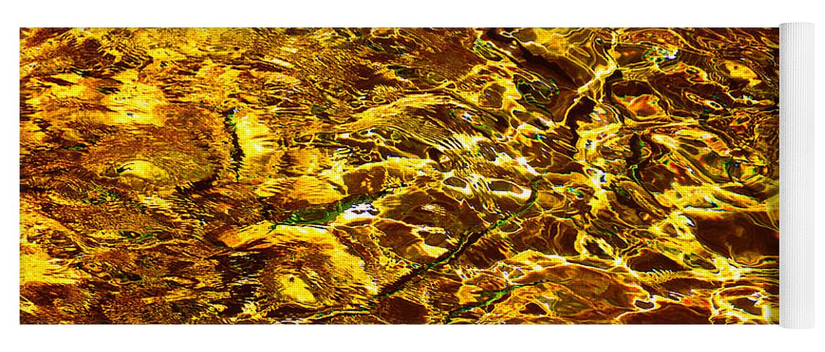 Jenny Rainbow Fine Art Photography Yoga Mat featuring the photograph Golden Water Abstract. Feng Shui by Jenny Rainbow