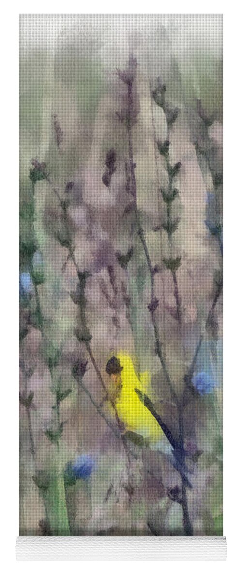 Goldfinch Yoga Mat featuring the photograph Goldfinch In Wildflowers by Kerri Farley