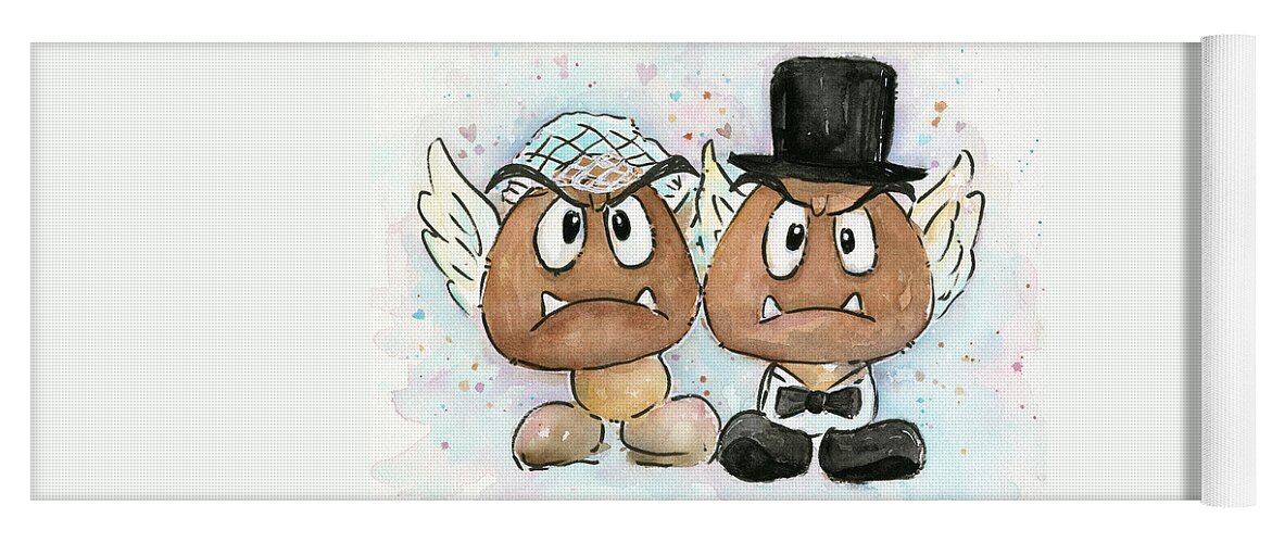 Goombas Yoga Mat featuring the painting Goomba Bride and Groom by Olga Shvartsur