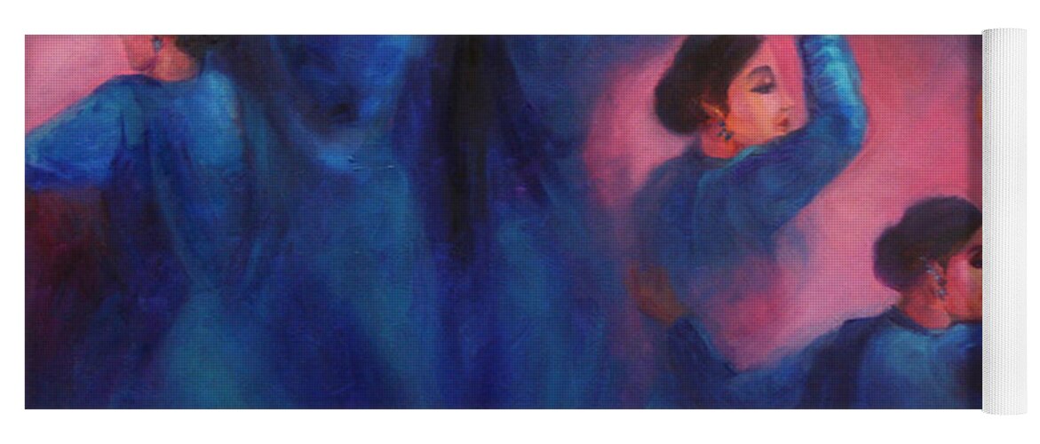 Kathak Dancers Yoga Mat featuring the painting Gopis dancing in the dusk by Asha Sudhaker Shenoy