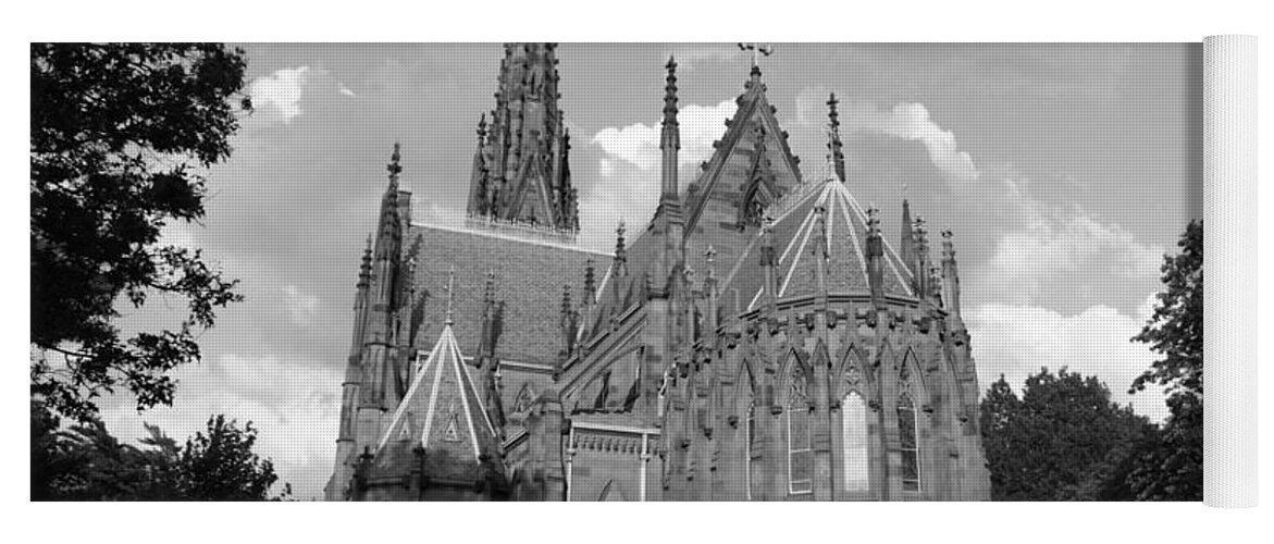 Gothic Church In Black And White Yoga Mat featuring the photograph Gothic Church In Black and White by John Telfer
