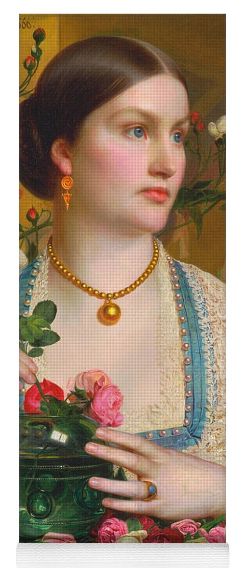 Frederick Sandys Yoga Mat featuring the painting Grace Rose by Frederick Sandys
